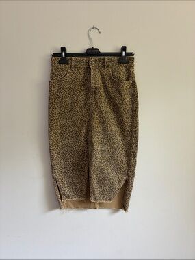 Zara Leopard Print Pencil Skirt - Tan and Black